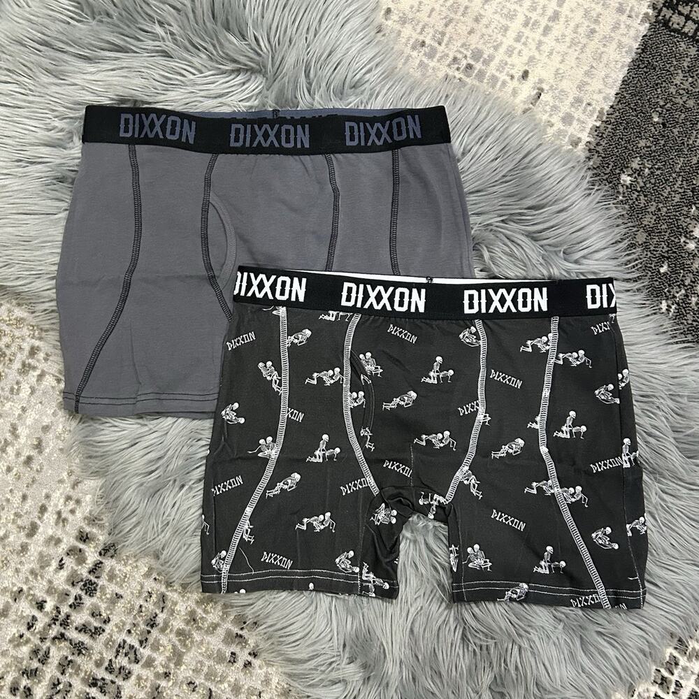 Dixxon Flannel Co‎ Men’s XL Premium Boxer Briefs Charcoal & Skeleton Couple 2pk